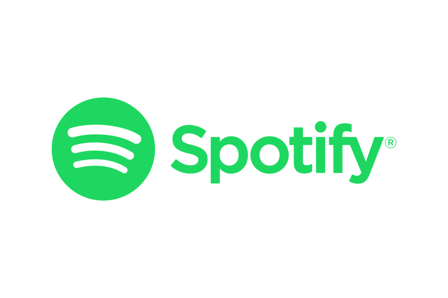 Spotify logo in bright green against a white background.