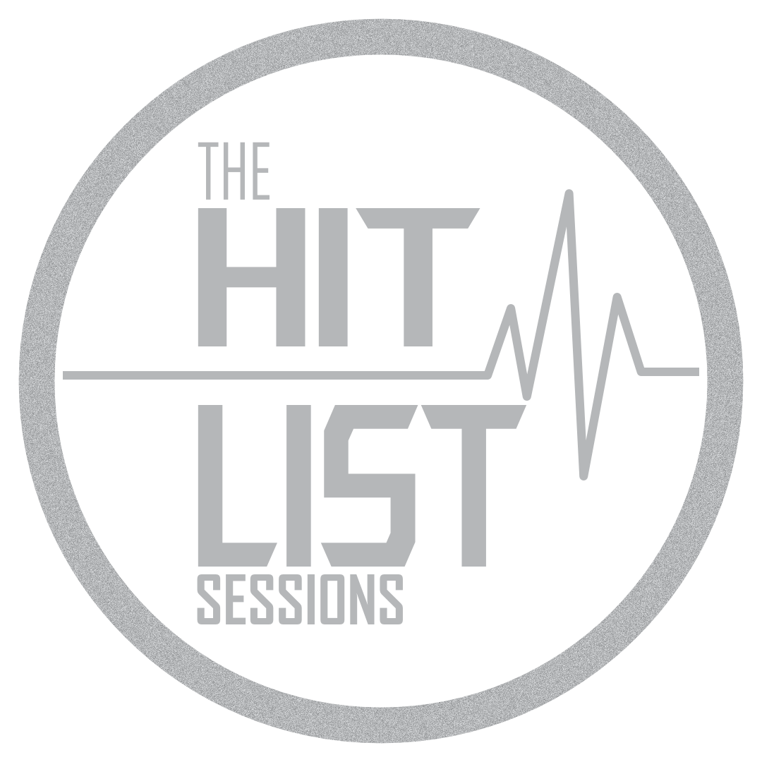 The Hit List Sessions circular logo in gray with a heartbeat line graphic design.