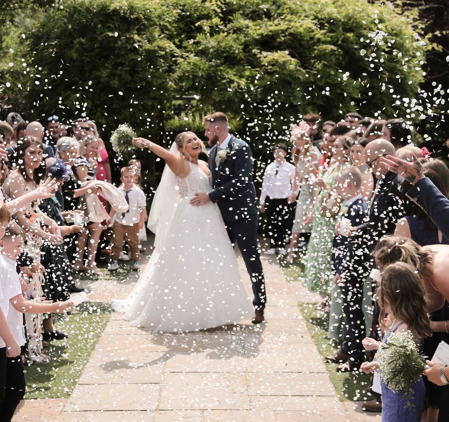 Confetti after outdoor ceremony, Pryors Hayes Golf Club, Cheshire wedding photographer, Ruby Salmon Photography