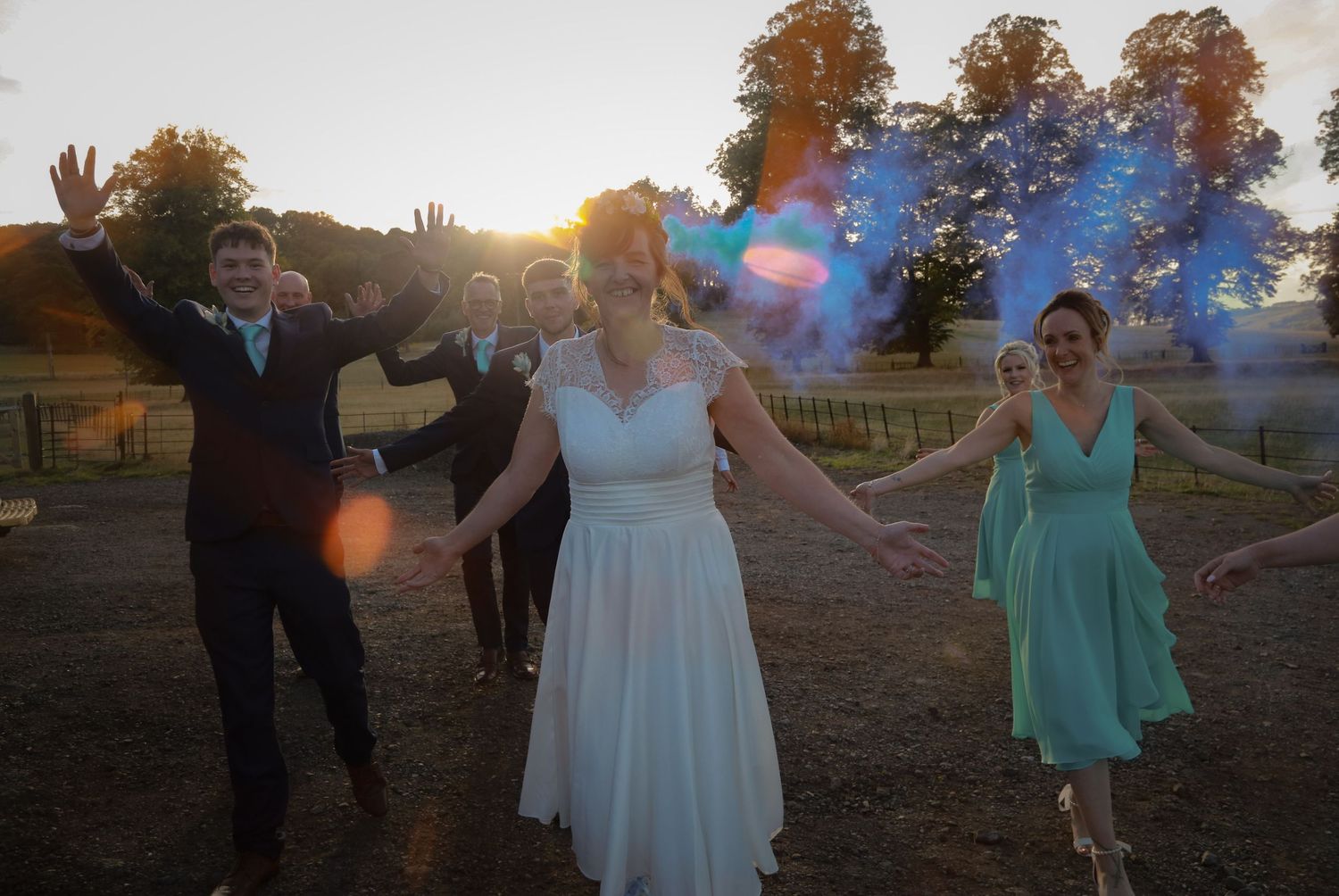 Sunset pictures for the bridal party. Intimate micro wedding photographer, Ruby Salmon Photography