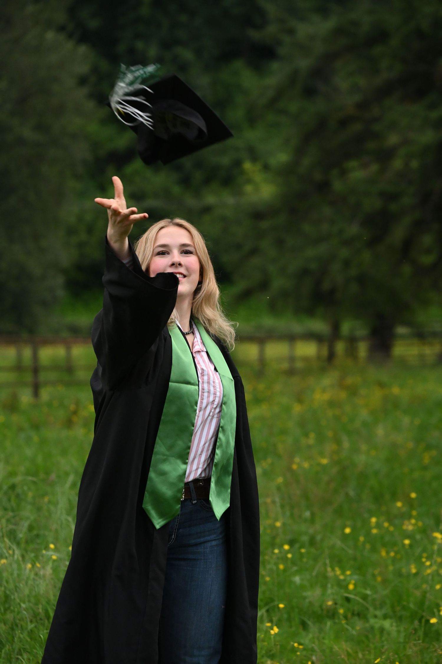 Female tossing graduation cap, Senior, Graduation, Fraser Valley