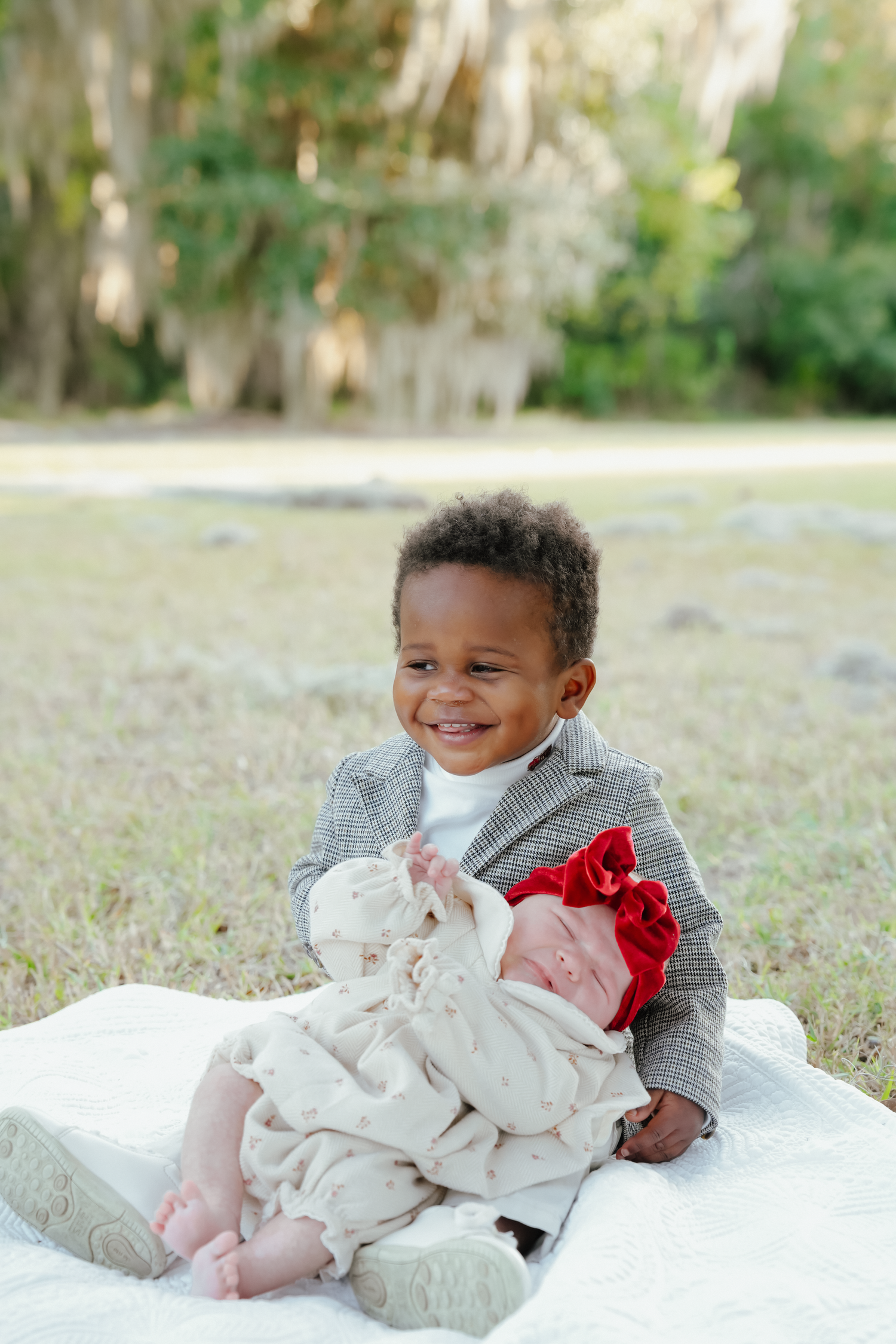 Newborn Baby with Sibling in Louisiana Portrait
