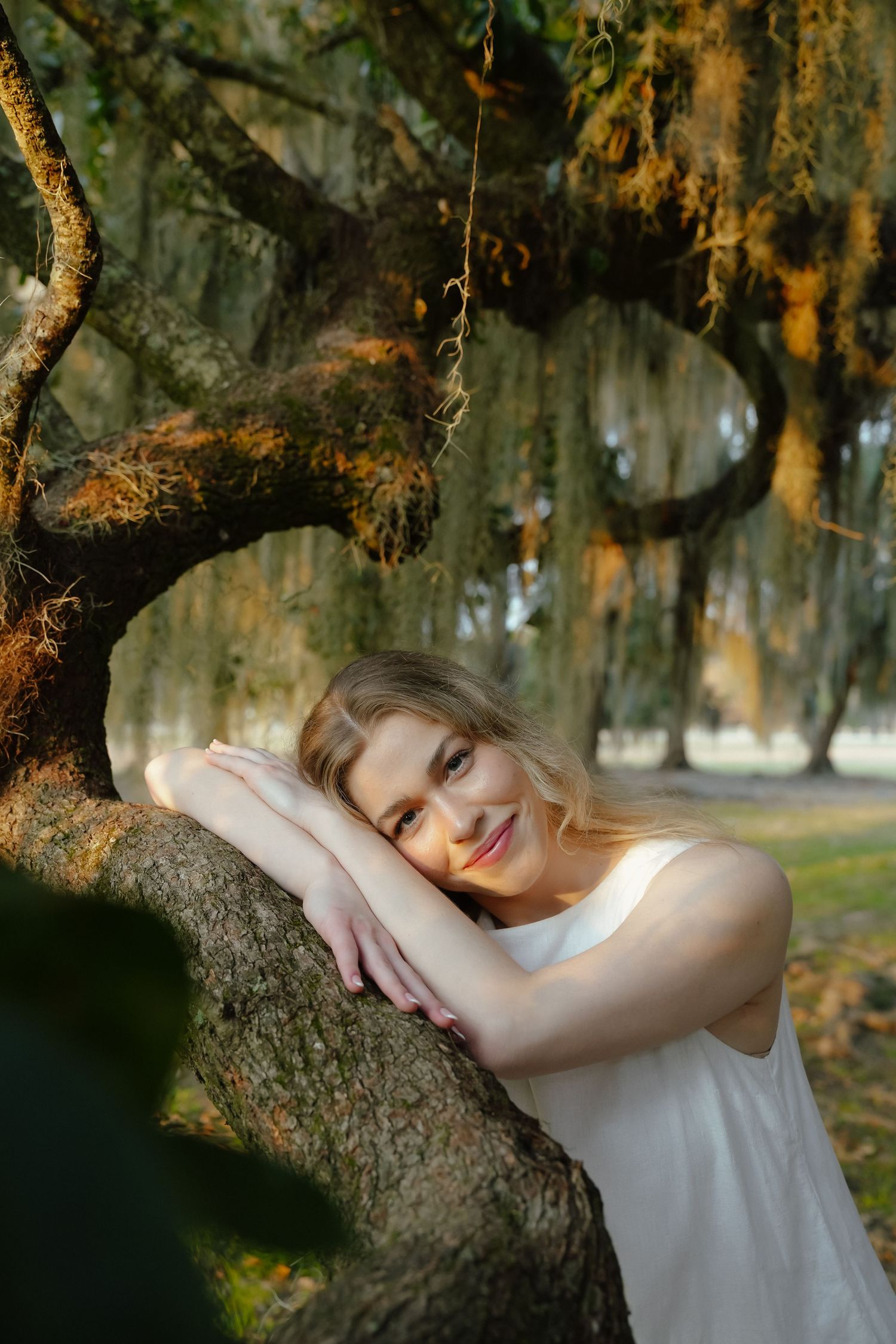 Portrait of Girl by Tree in Louisiana