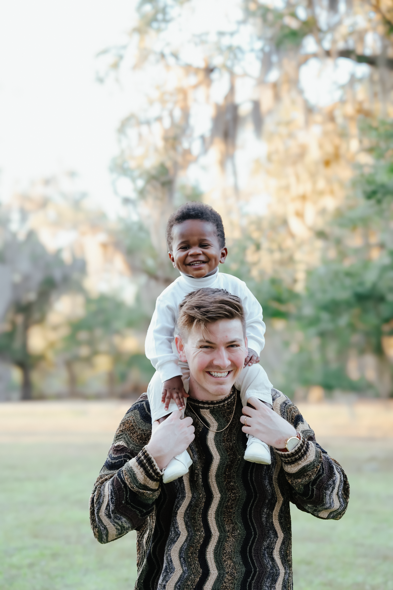 Dad Holding Son in Louisiana Portrait