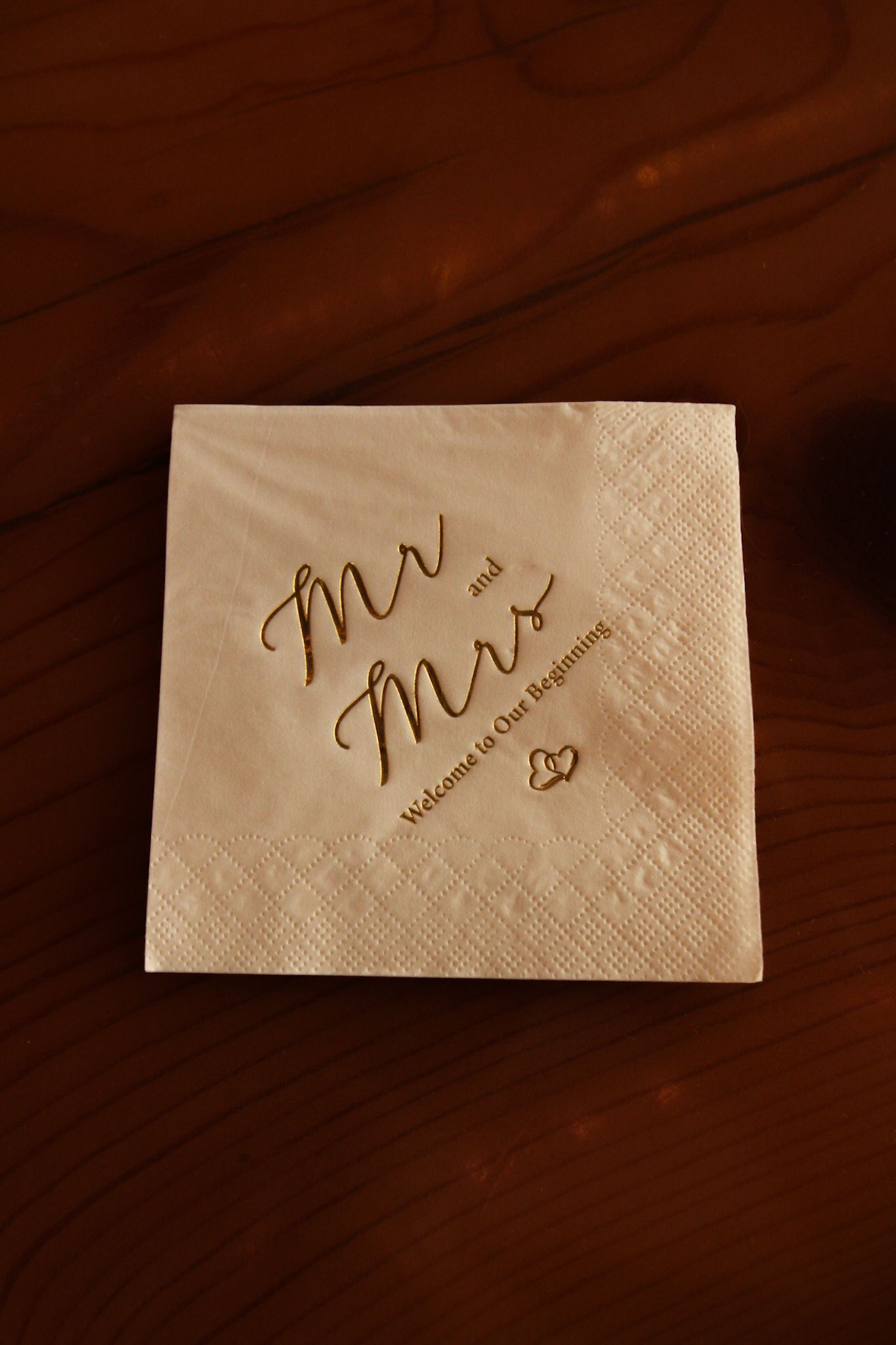 Mr. and Mrs. cheers to new beginnings napkins
Kern County Photography
Tori Marie Photos
California Wedding Photographer