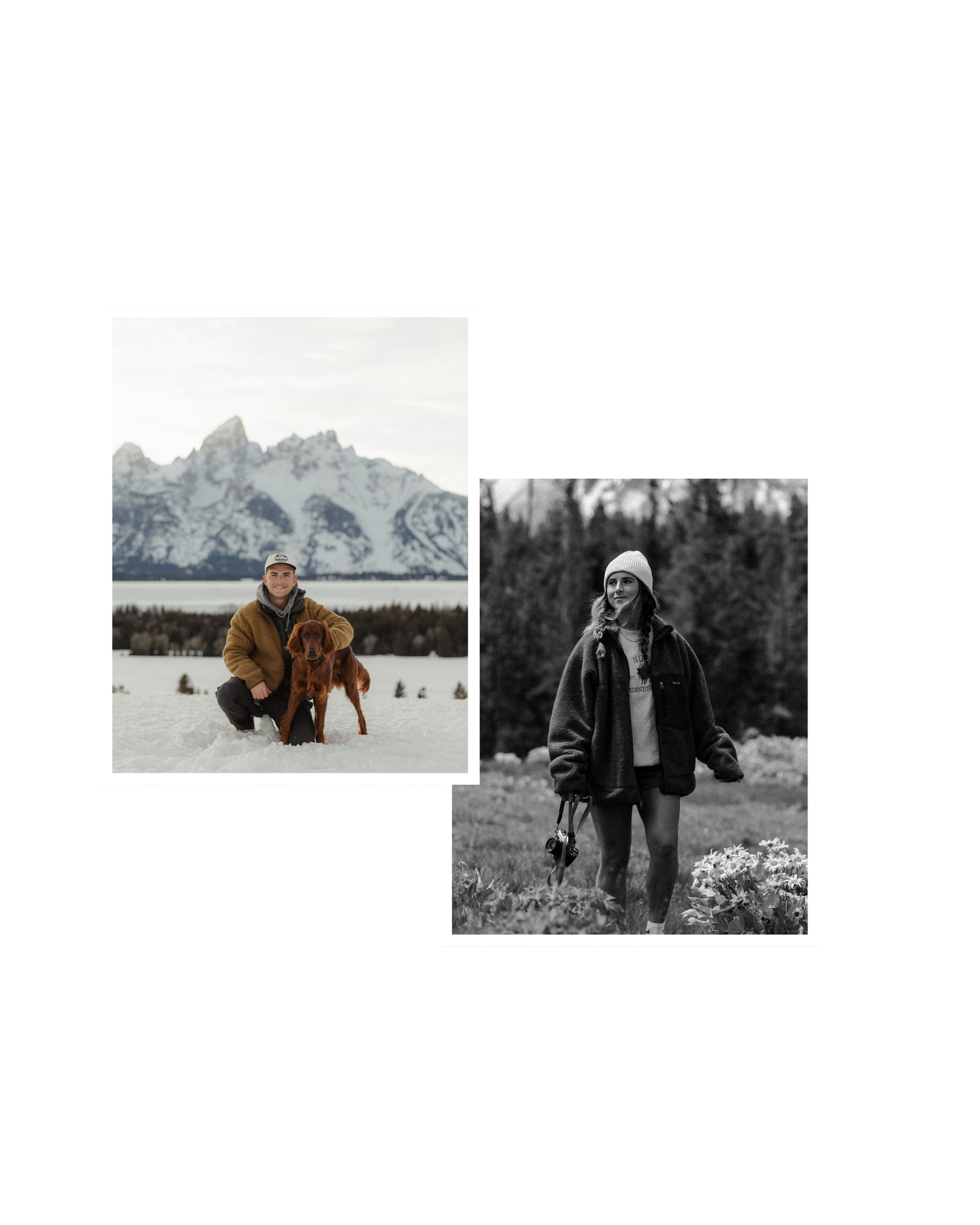 Series of overlapping outdoor photographs featuring snowy mountain landscapes.