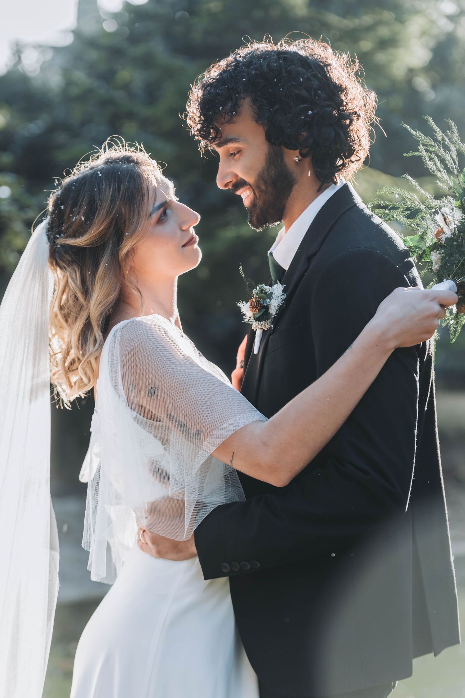 Series of candid wedding moments showing couple's natural chemistry and affection.