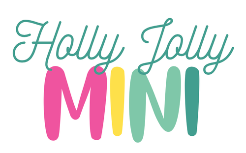 Colorful text logo design spelling Holly Jolly Mini in playful lettering.