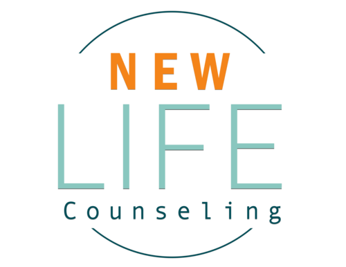 Teal and orange circular logo design for New Life Counseling services.