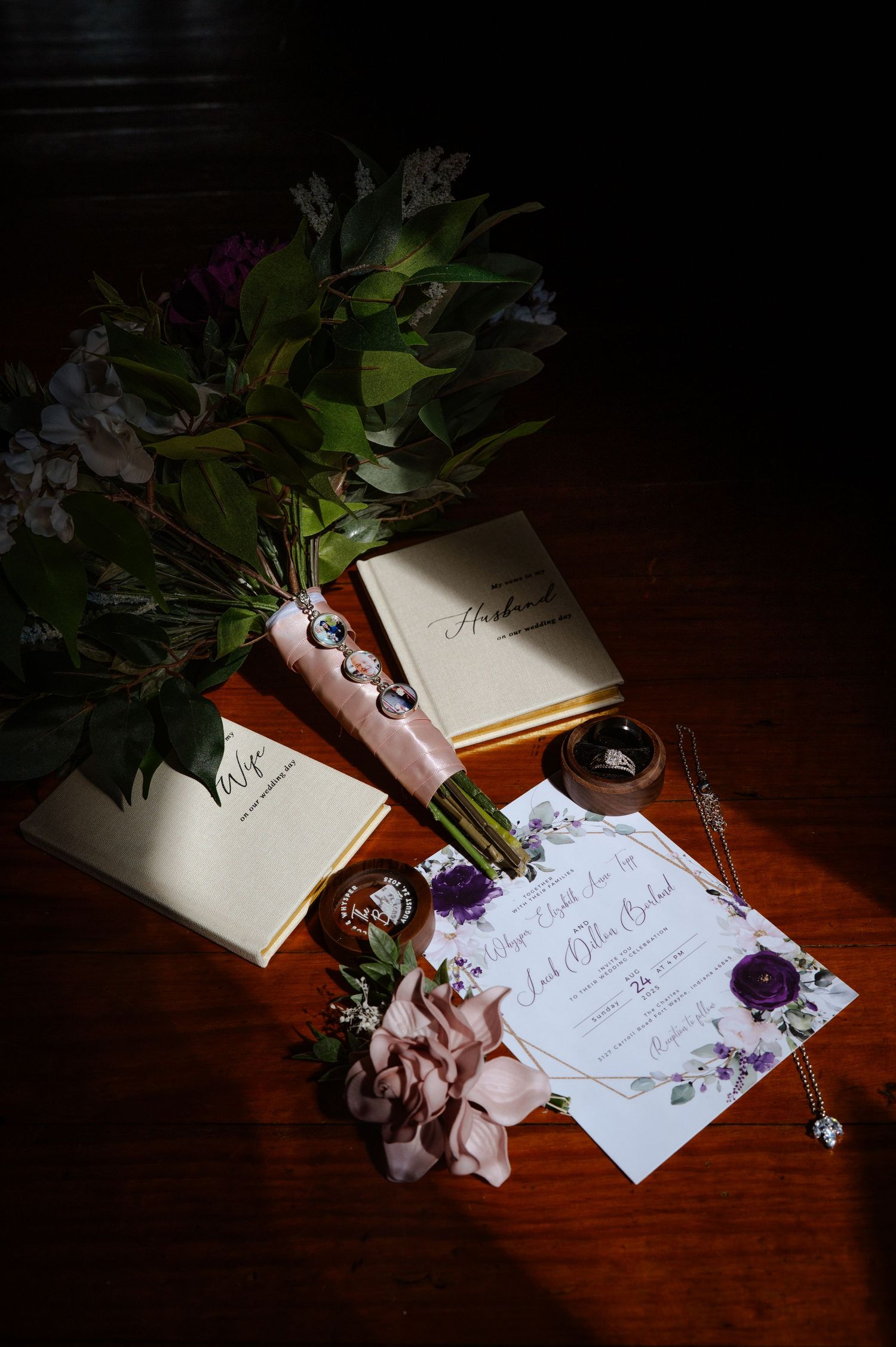 A sequence of romantic vintage-style photos showing love letters, dried roses and wax seals on a dark wooden surface.
