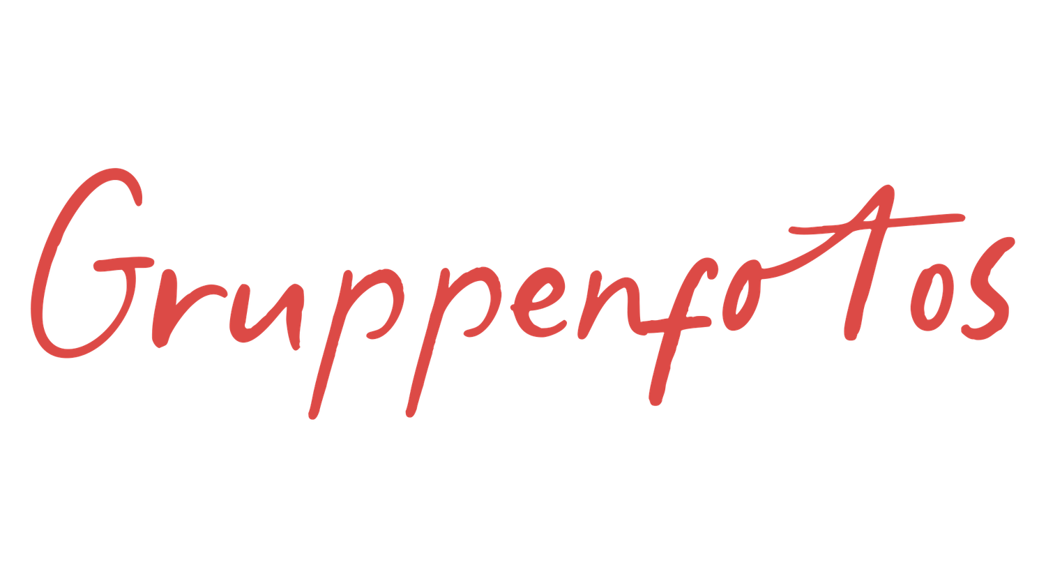 Stylized red handwritten text on plain white surface.