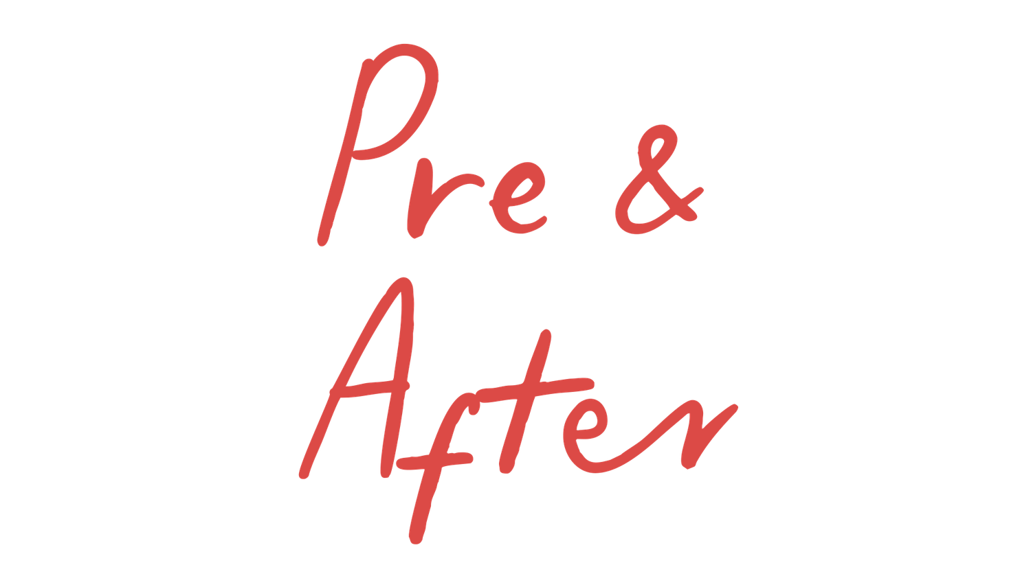 Red handwritten text reading 'Pre & After' in cursive style.
