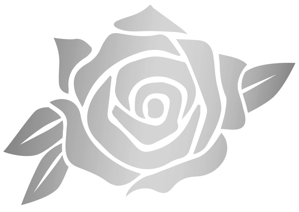 Decorative rose pattern design in light gray silhouettes.