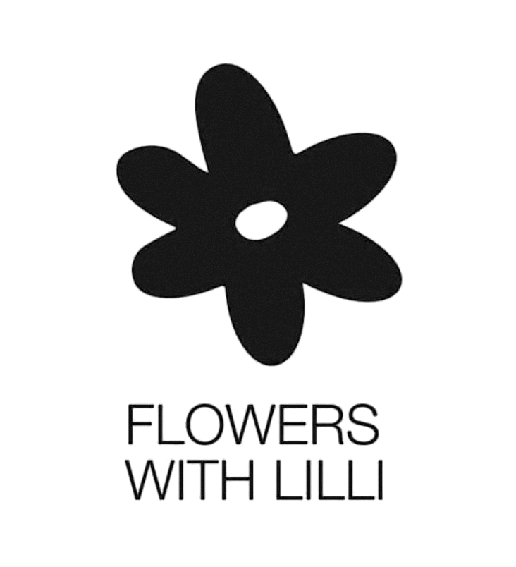 Simple black flower silhouettes with text overlay.