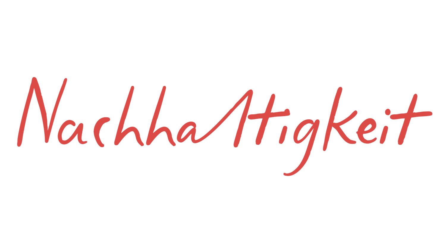 Red handwritten text spelling 'Nachhaltigkeit' in flowing script.