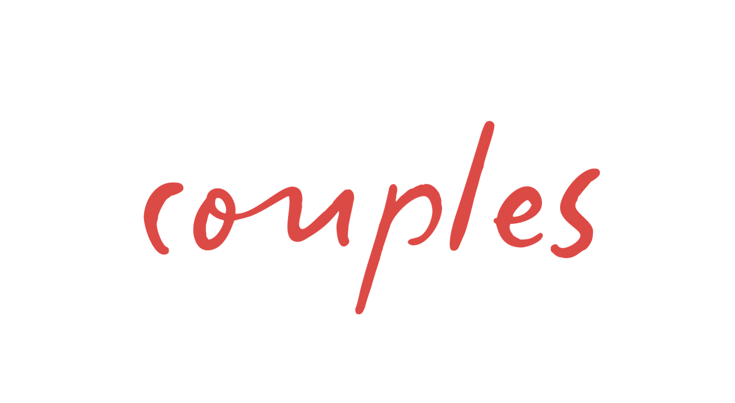 Red handwritten text showing the word 'couples' in flowing script.