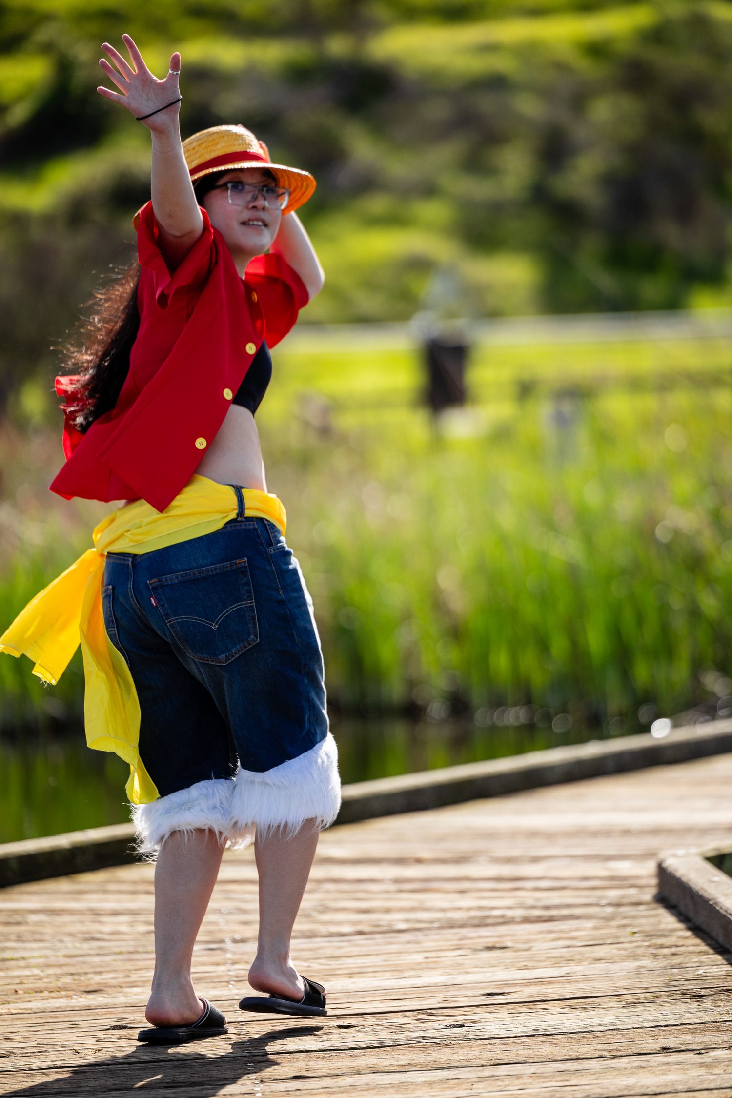 One Piece Cosplay enthusiast showcasing her favorite character Monkey D. Luffy!