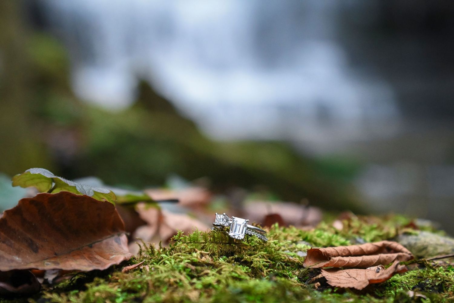 Waterfall engagement session, Evins Mill, Smithville, TN. LGBTQ+ friendly photographers