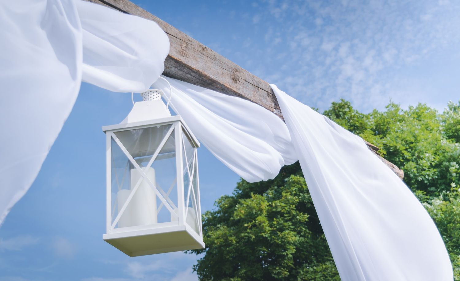 This white lantern and soft, flowing fabric capture part of the beauty of this sunny, blue-skied day.