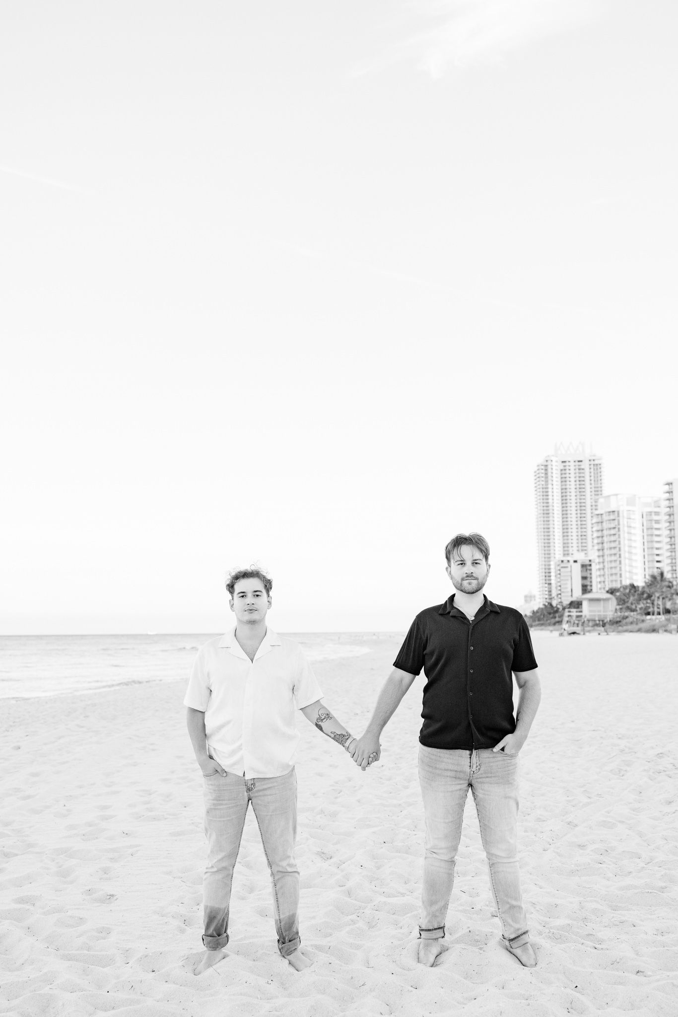 Gay couple holding hands at North Miami Beach in Florida