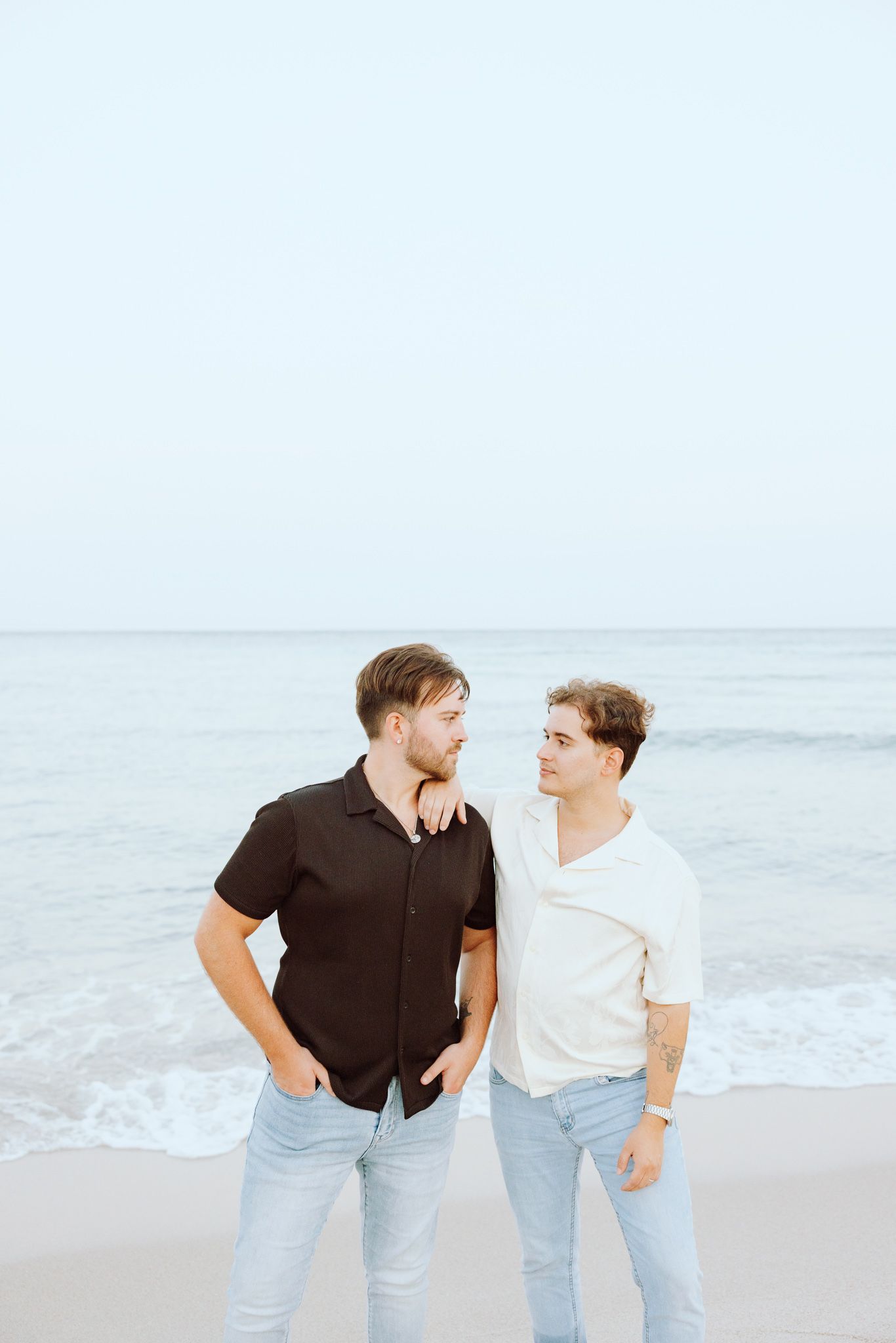Gay couple embracing at North Miami Beach in Florida
