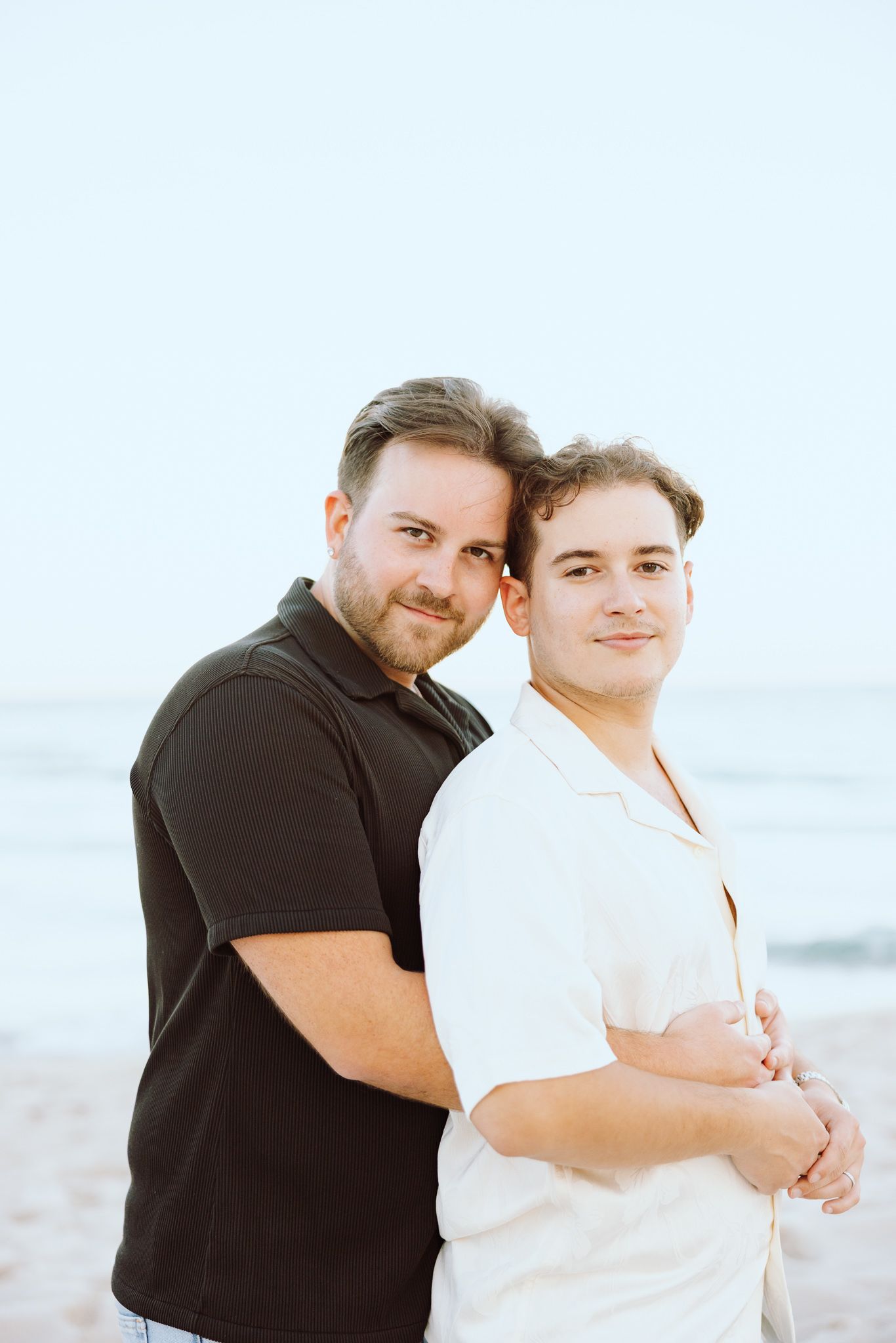 Gay couple embracing at North Miami Beach in Florida