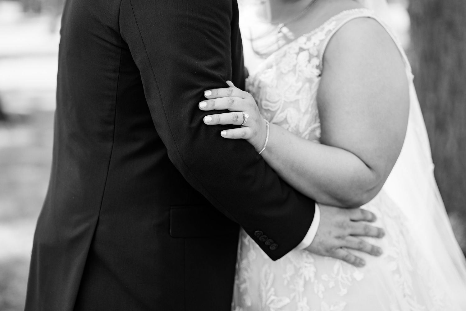 Bride and groom embracing at Dundee Golf Course Wedding