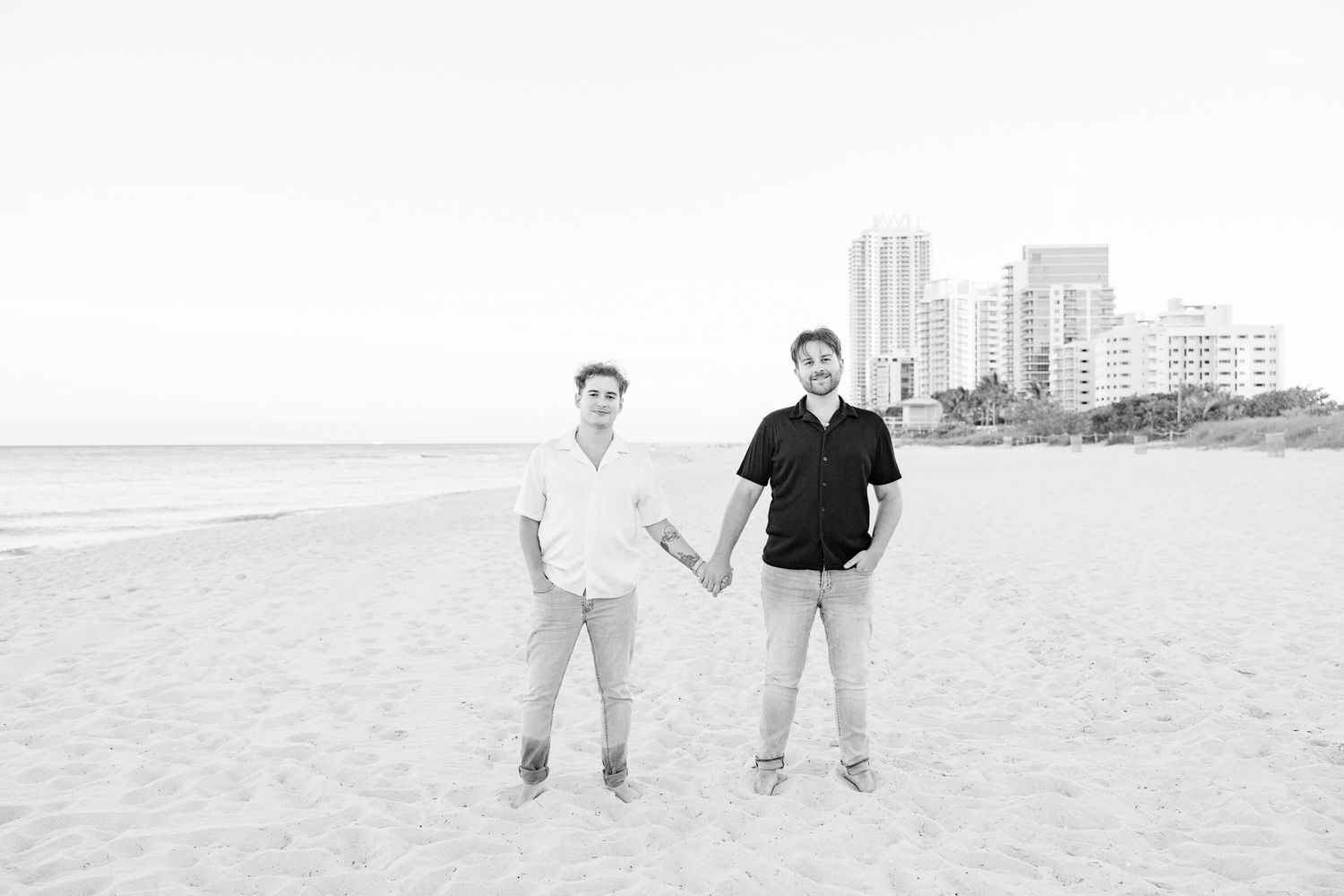 Gay couple holding hands at North Miami Beach in Florida