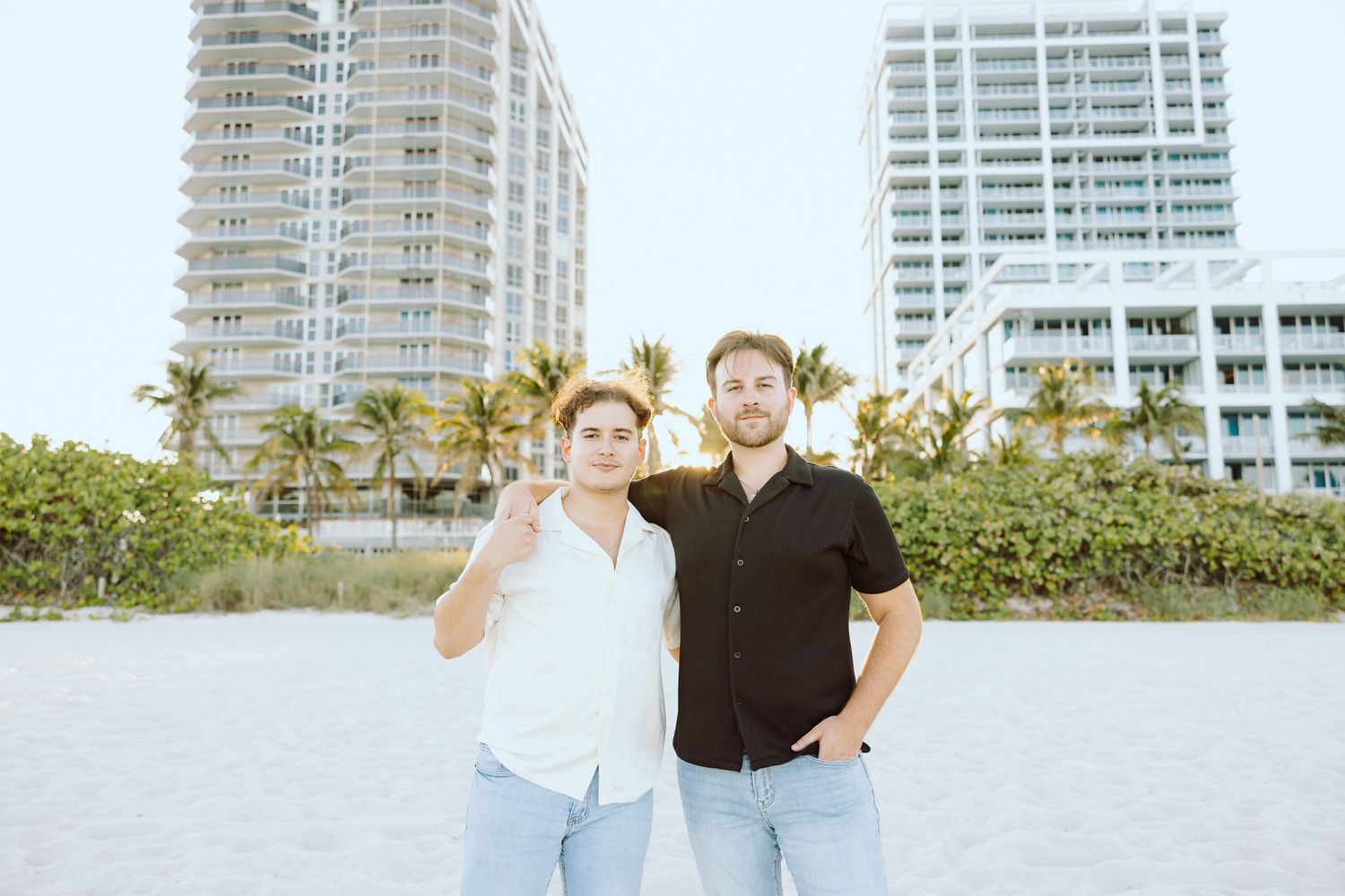 Gay couple embracing at North Miami Beach in Florida