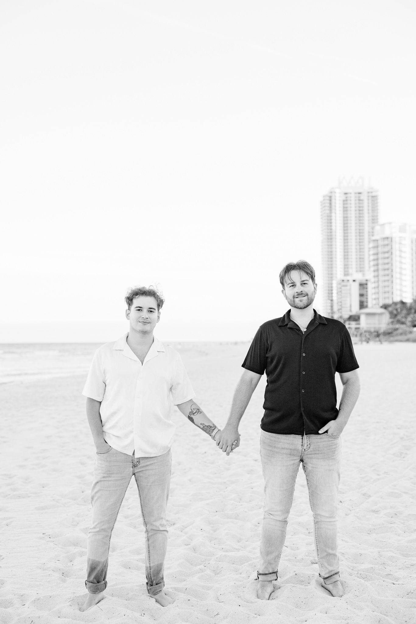 Gay couple holding hands at North Miami Beach in Florida
