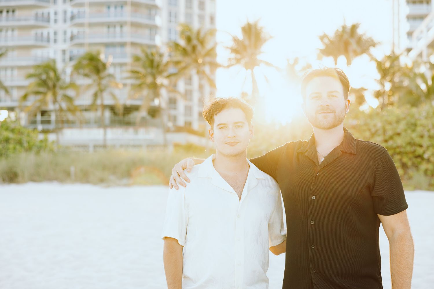 Gay couple embracing at North Miami Beach in Florida