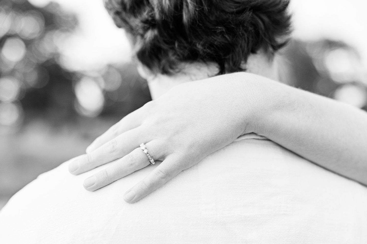 Detail photo of engagement ring at Belle Isle in Detroit, MI