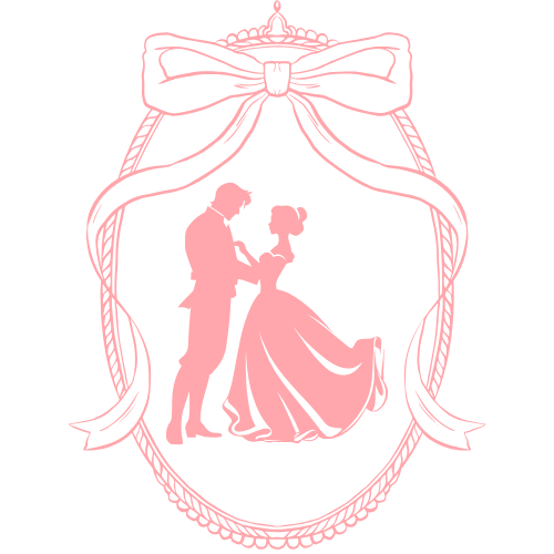 Graphic of couple dancing in bow picture frame
