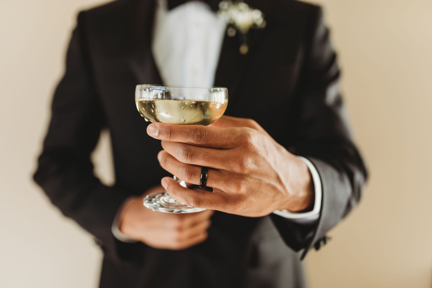 Groom with champagne