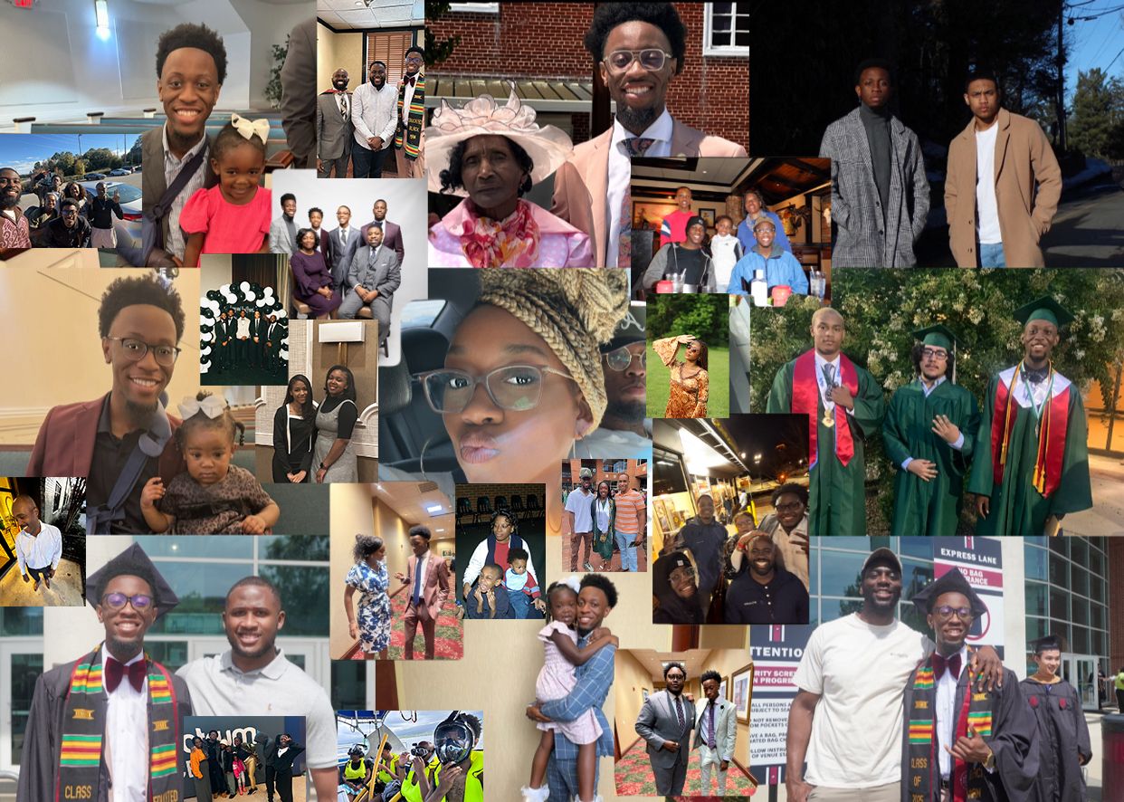 A photo collage showing people in various outdoor and indoor settings, capturing candid moments and group gatherings.