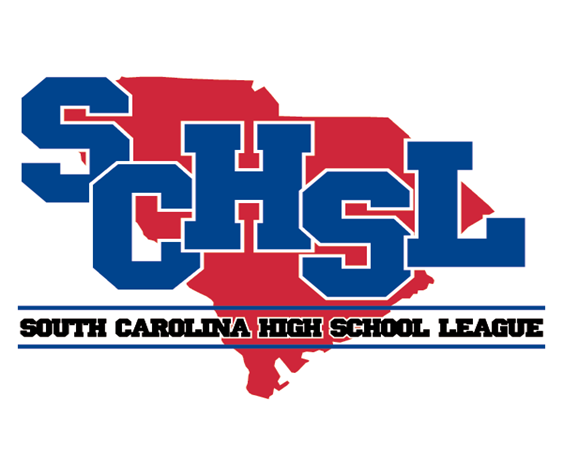 South Carolina High School League logos and state outline graphics in red and blue.