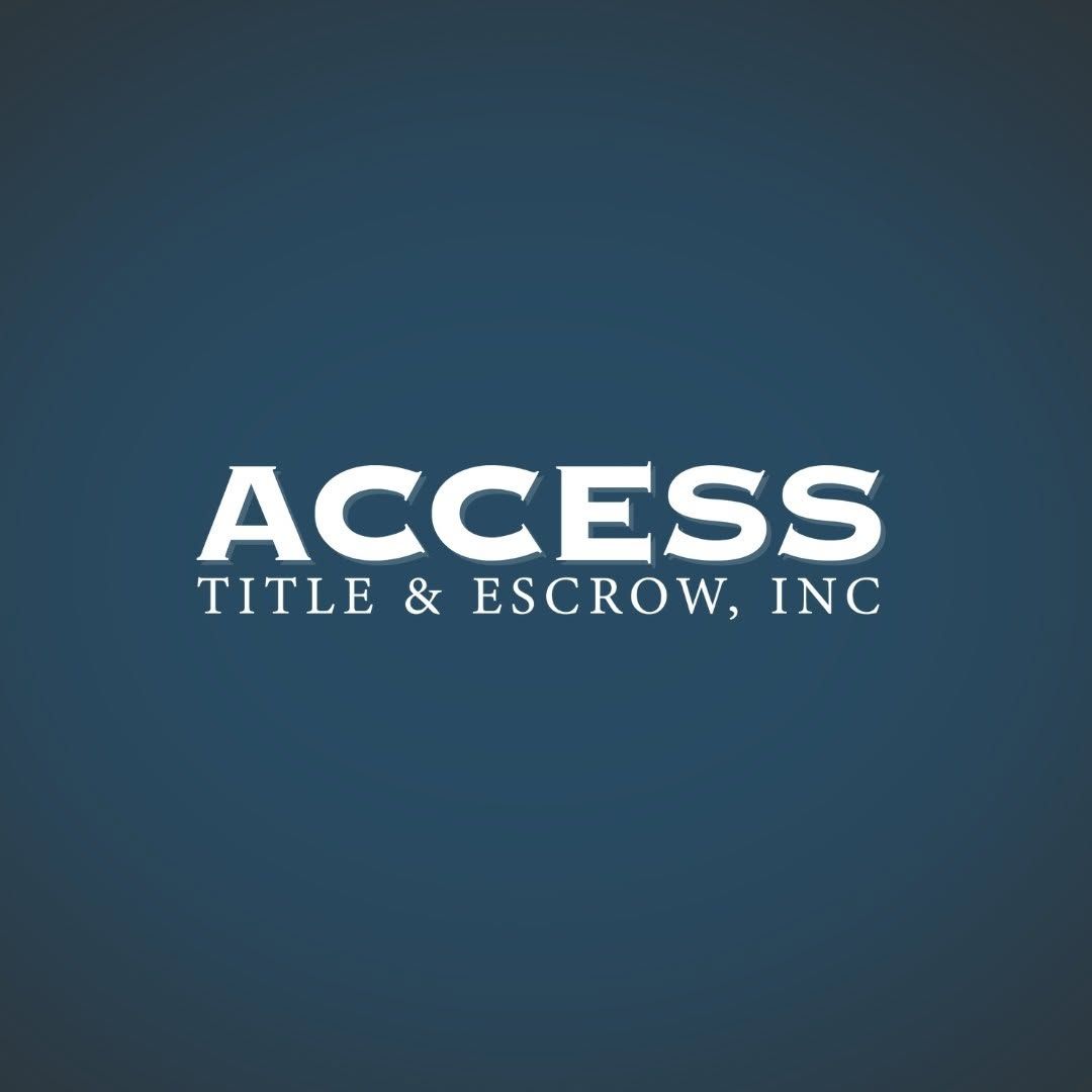 Access Title & Escrow, Inc. company logo on a dark teal background in white bold serif typography.