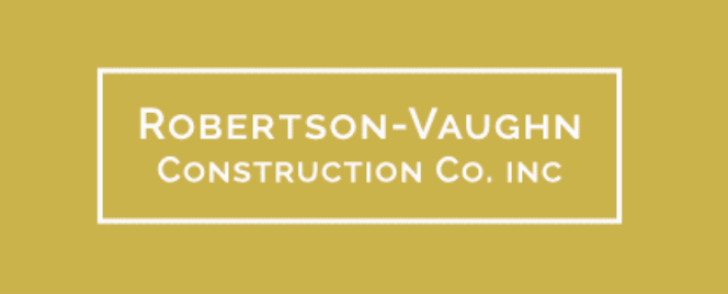 Robertson-Vaughn Construction Co. Inc. company logo on a golden yellow background with a white rectangular border.
