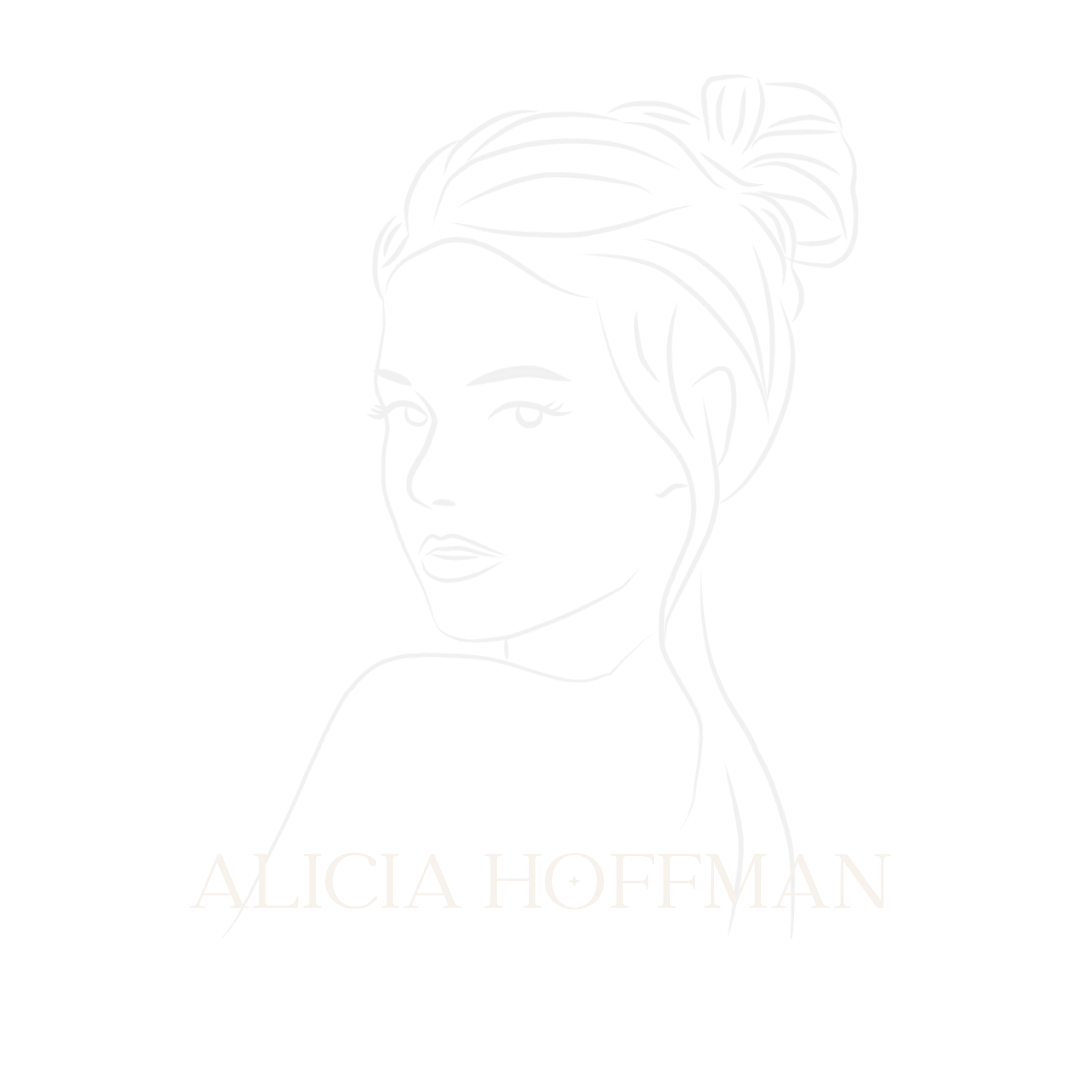 White line art logo design with profile portrait and photography business name.