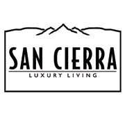 San Cierra luxury living black and white logo with minimalist mountain design.