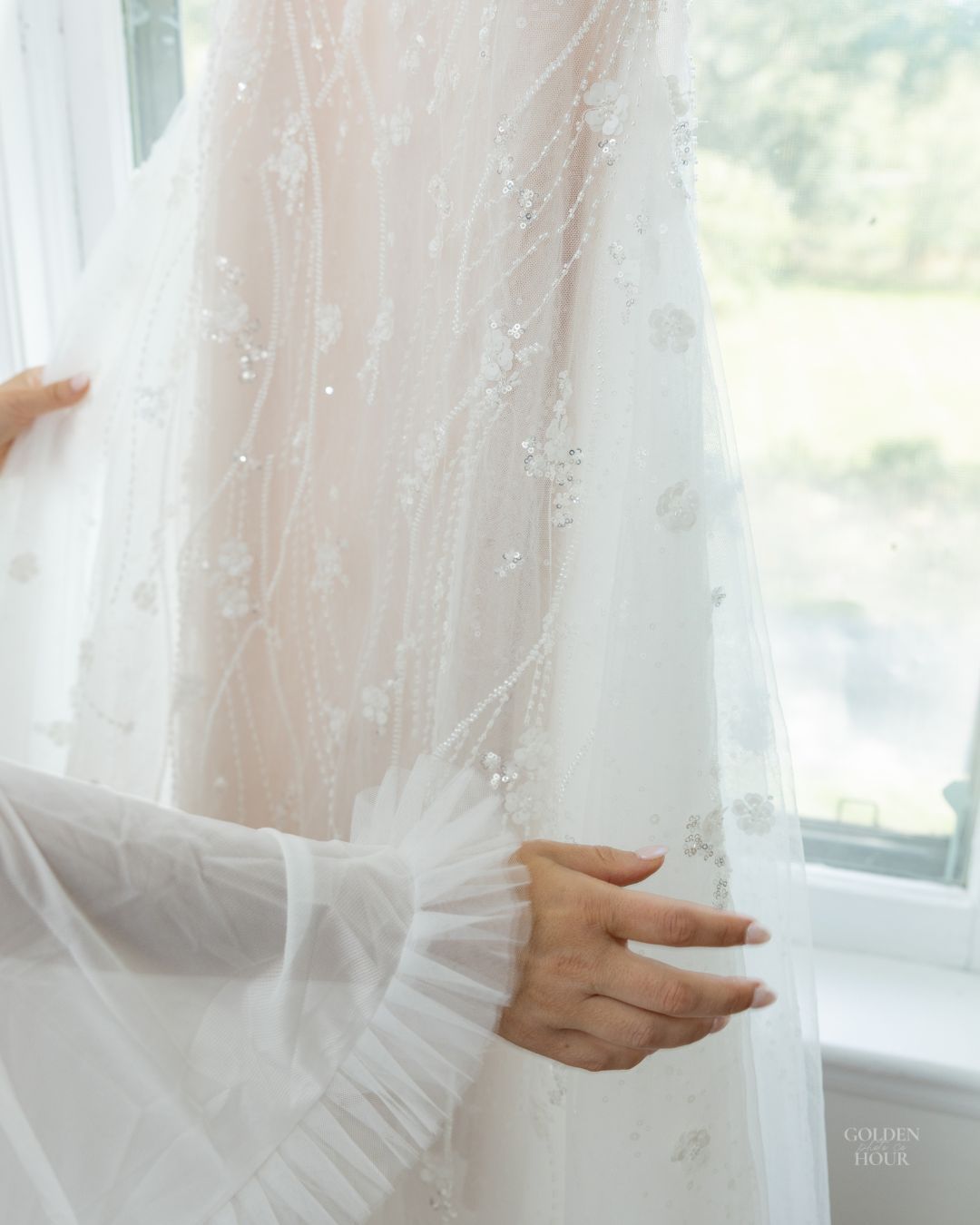 Getting ready and wedding dress photos taken at The Brighthouse in Prince Edward County, Ontario.