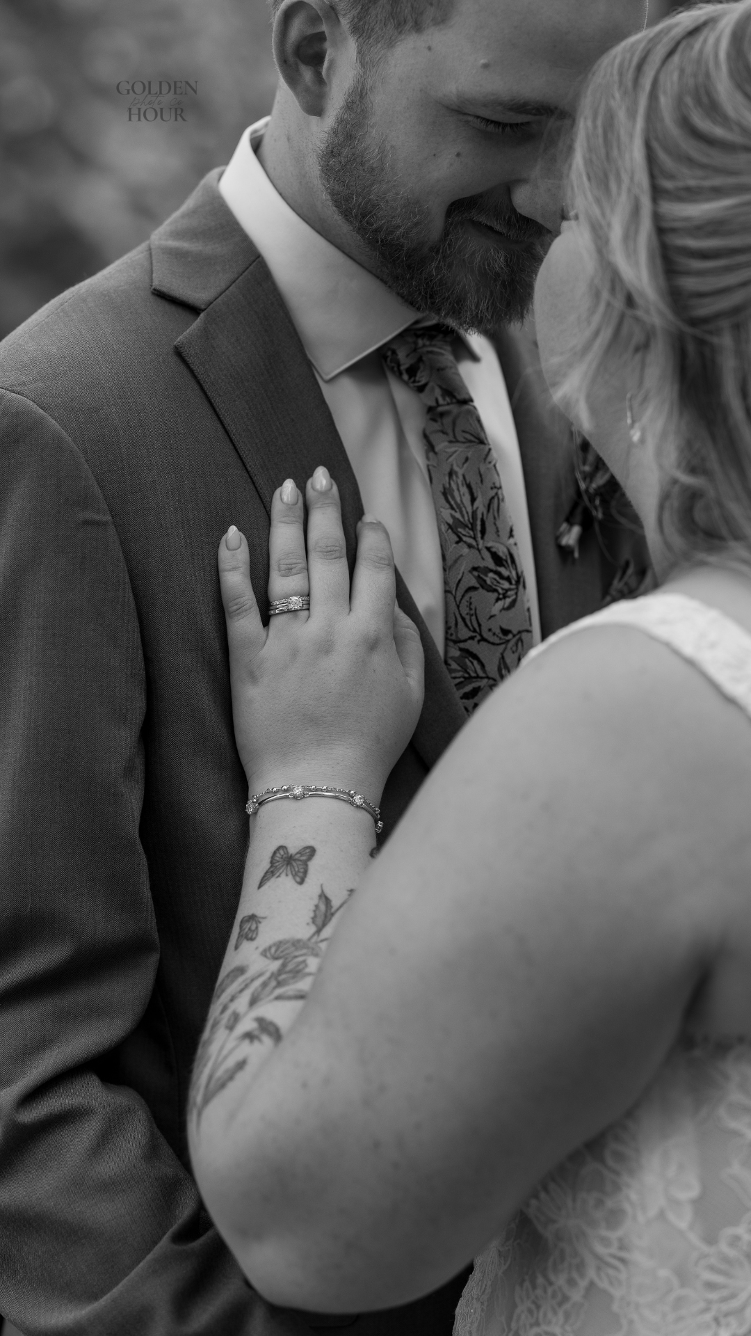 Bride and groom portrait in black and white at Penryn Park in Port Hope, Ontario.