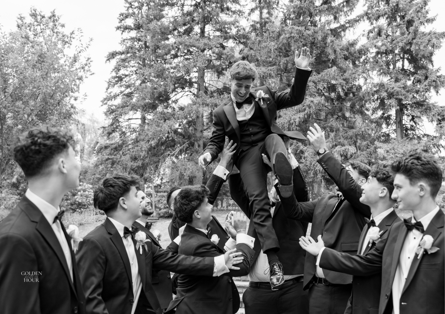 Groomsmen portraits in black and white in Toronto, Ontario.