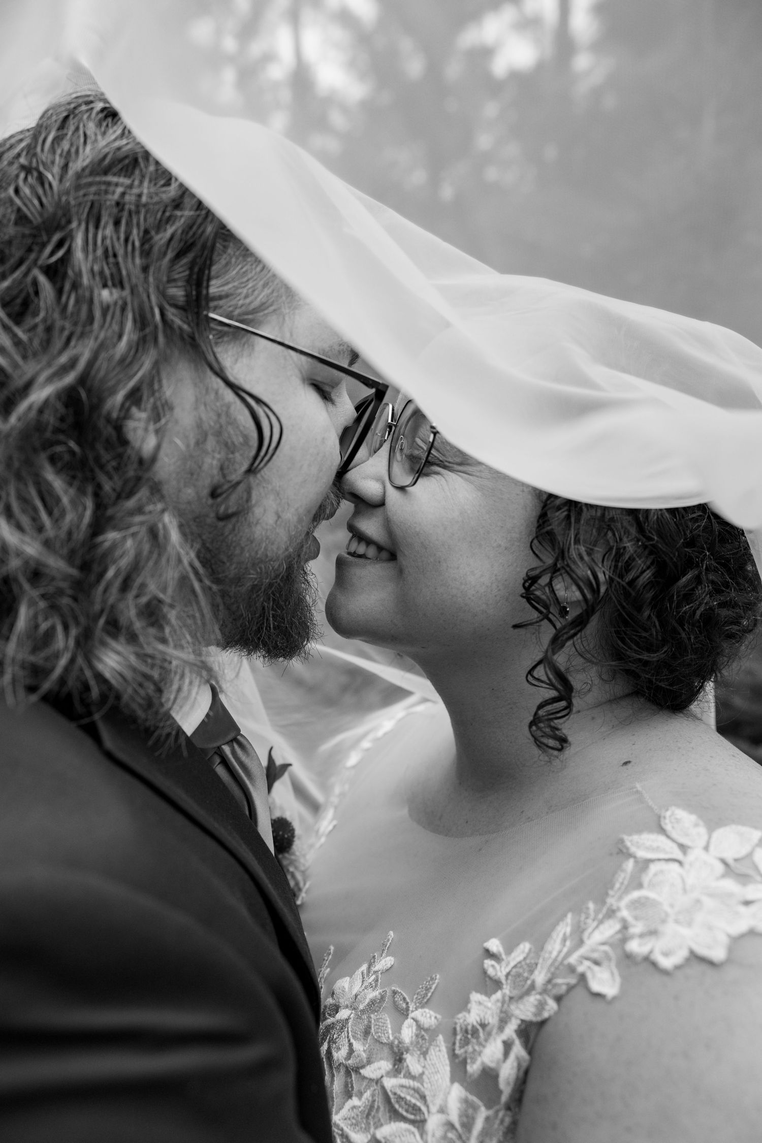 Bride and groom portrait from a backyard wedding in Hamilton, Ontario.