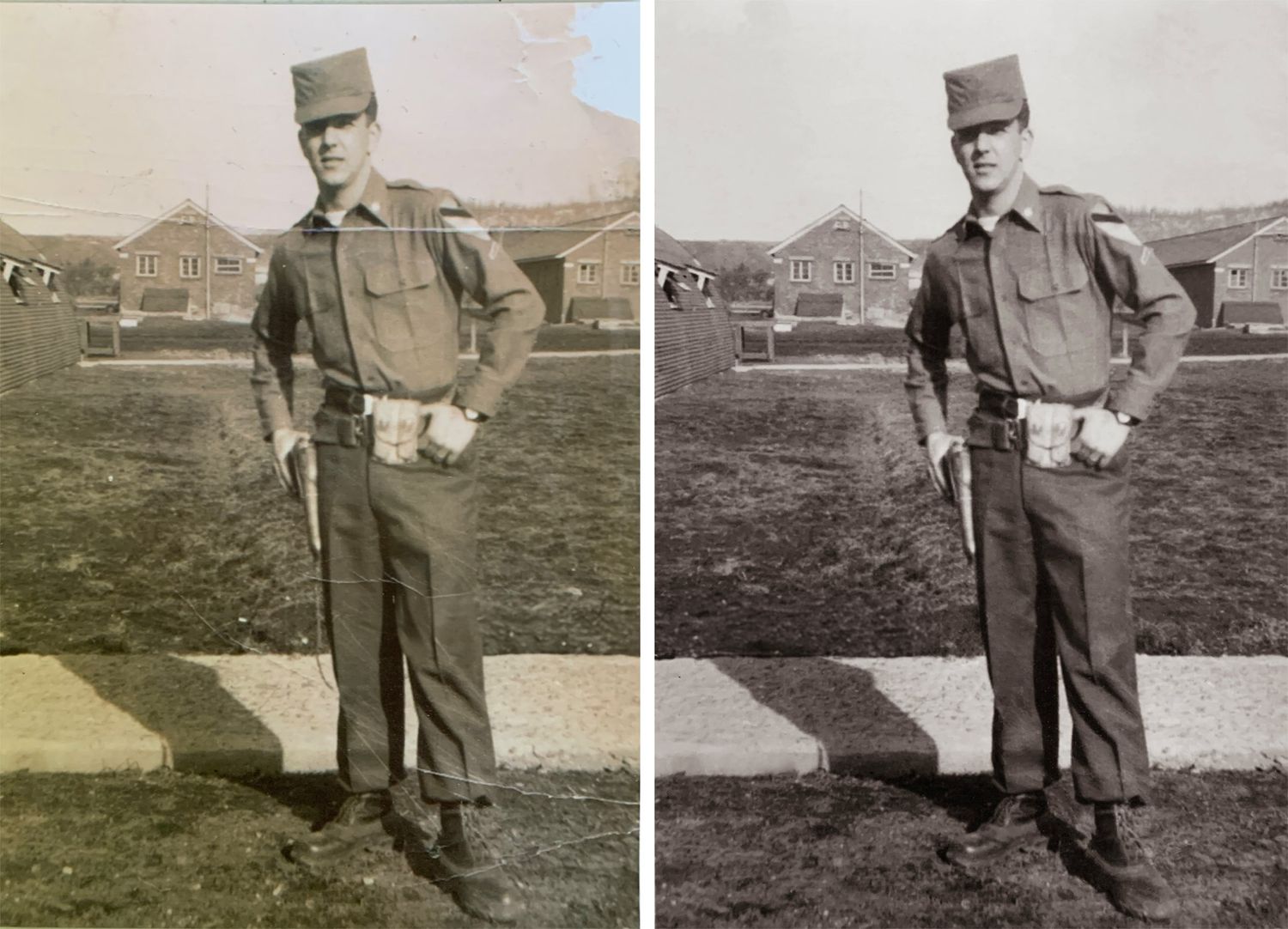 Series of black and white photographs showing vintage rural scenes and landscapes. Photo Restoration