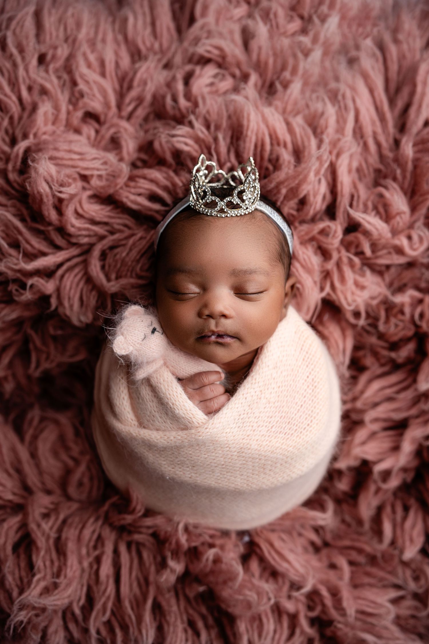 Metro Detroit newborn photographer capturing a peaceful newborn portrait in studio