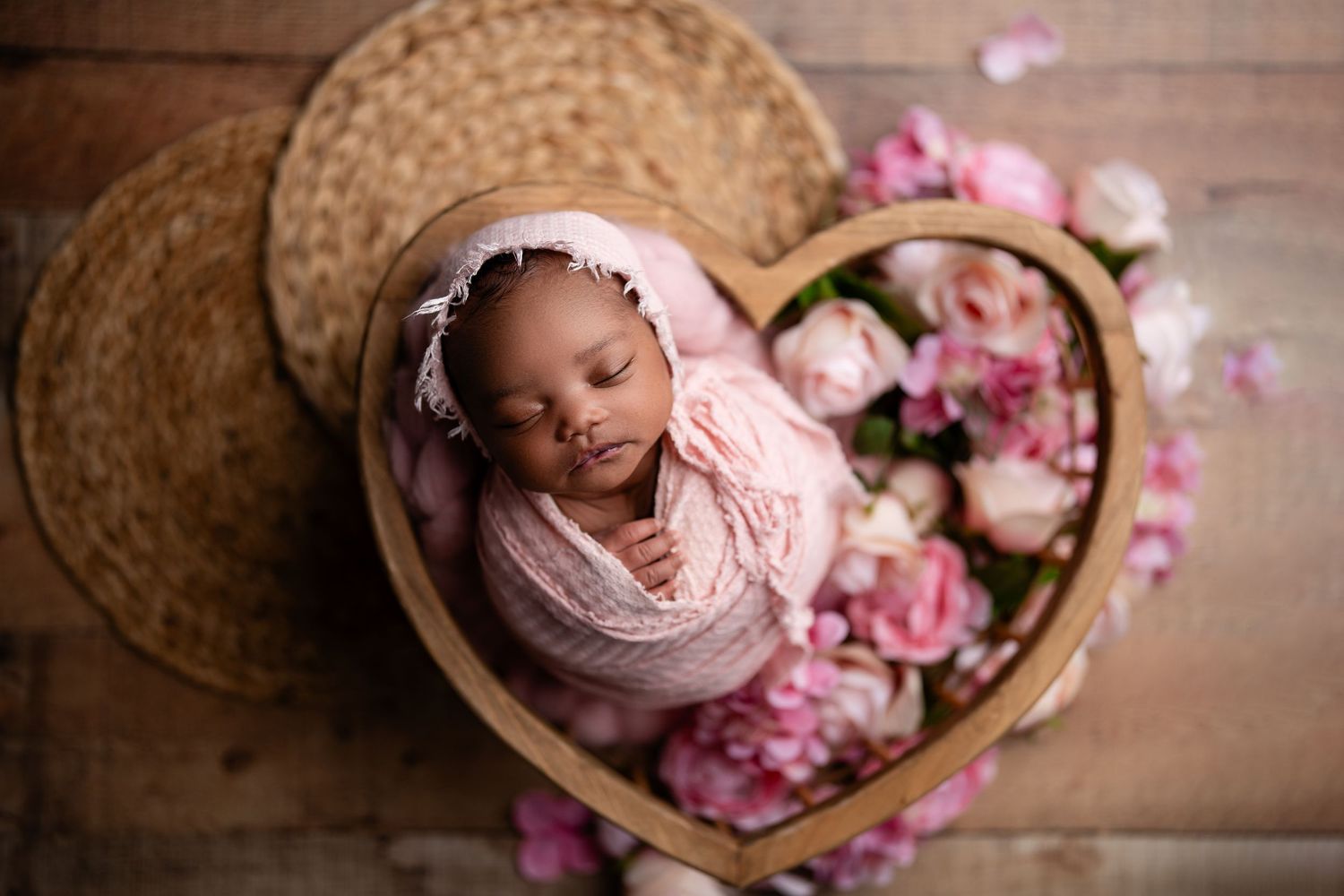Metro Detroit newborn photographer capturing a peaceful newborn portrait in studio