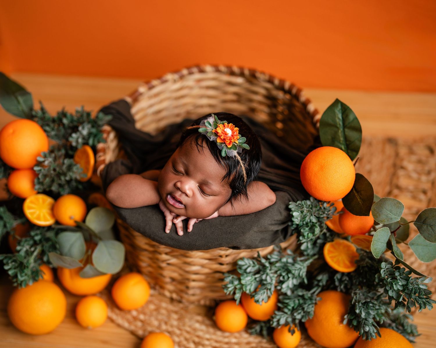 Metro Detroit newborn photographer capturing a peaceful newborn portrait in studio