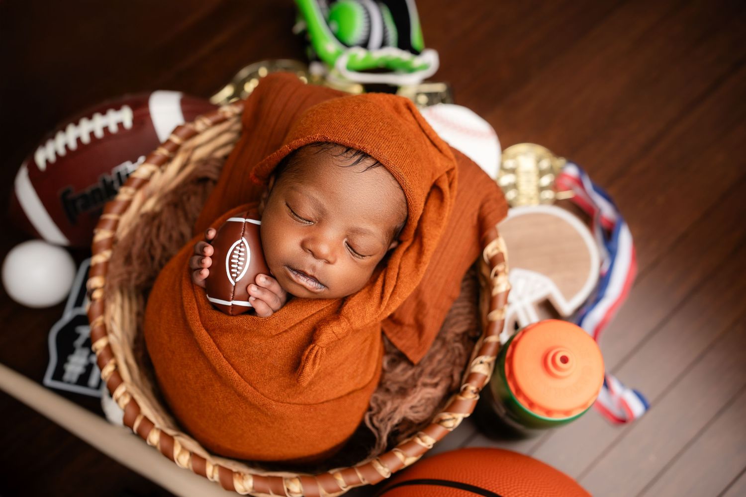 Metro Detroit newborn photographer capturing a peaceful newborn portrait in studio