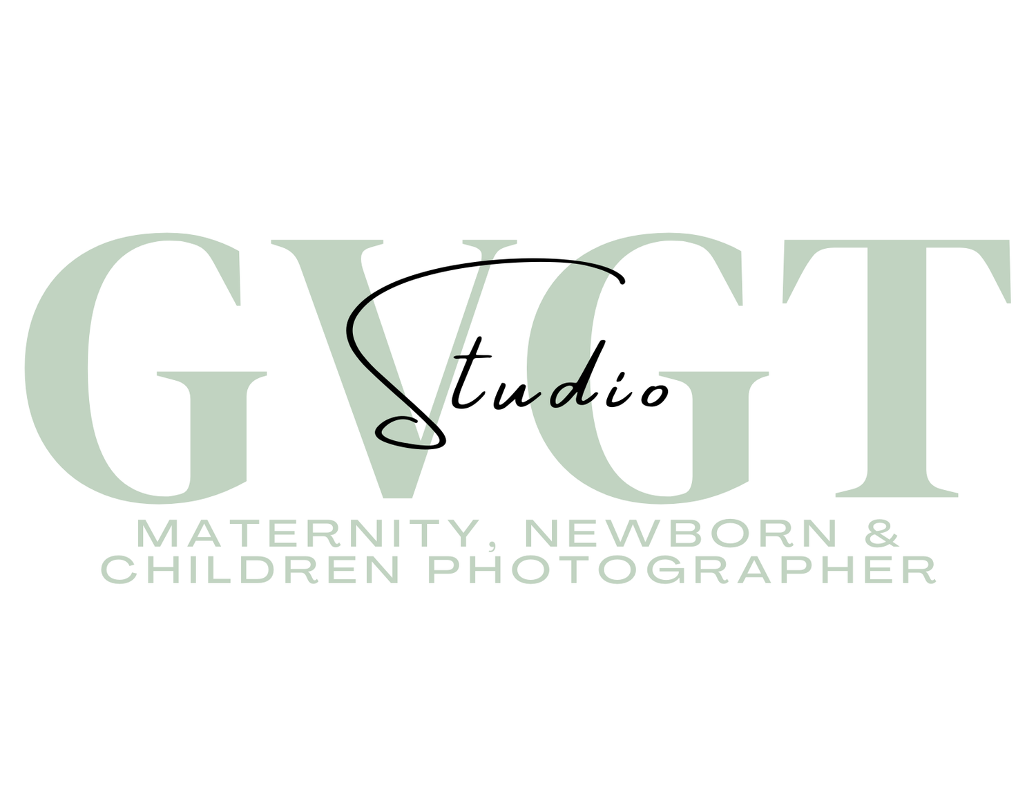 Professional photography studio logo design in elegant sage green typography.